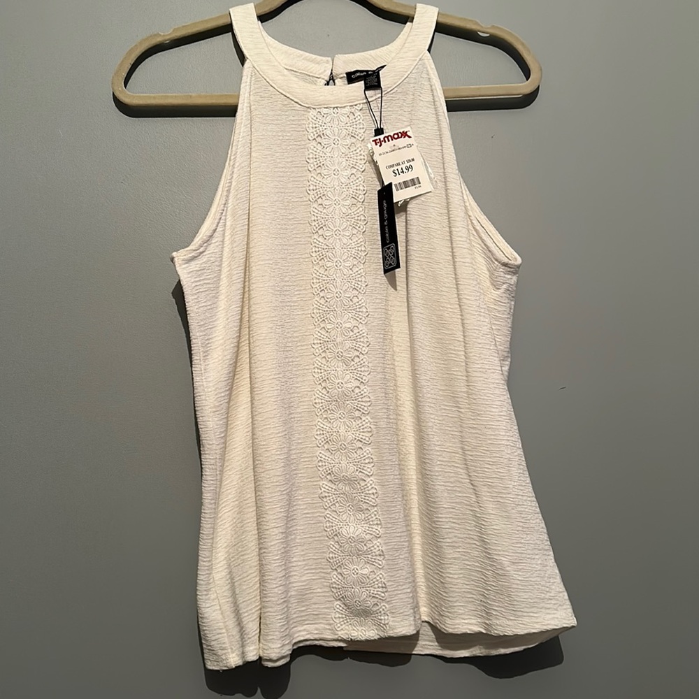 Cable & Gauge XL white halter neck top